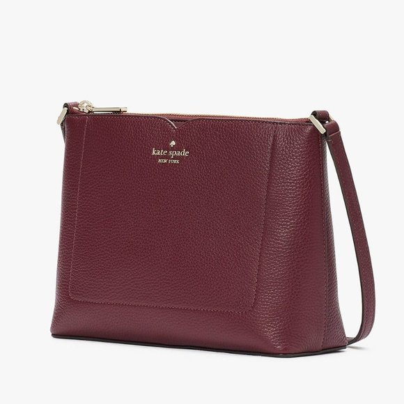 New Kate Spade Harlow Pebble Leather Crossbody Deep Berry - Picture 3 of 5